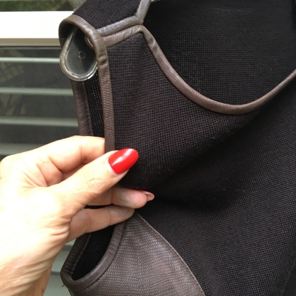 🌺🎉Sale 🌺🎉 Gorgeous DANA BUCHMAN Wool/LEATHER TOP - Picture 1 of 6